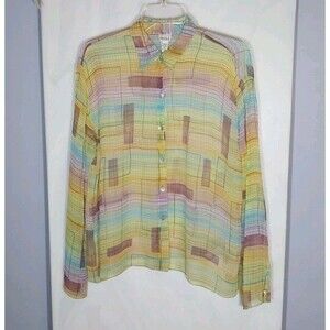 Vtg Nicola Women’s Sheer Crinkle Top Sz S Oversized Eclectic Boho Artsy 80s 90s